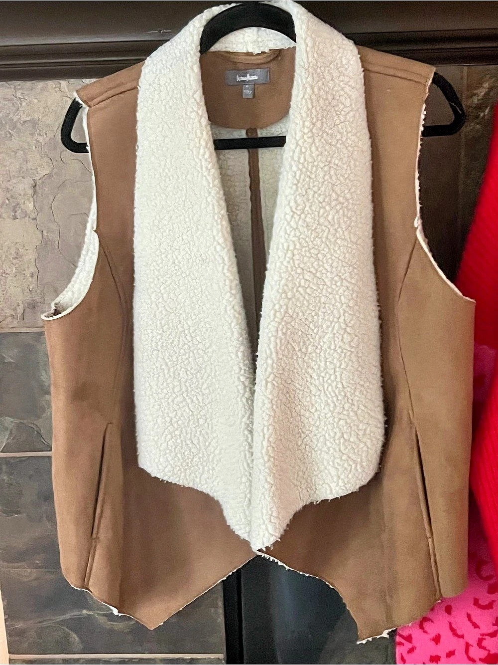 Neiman Marcus Faux Shearling Brown Vest Size Large